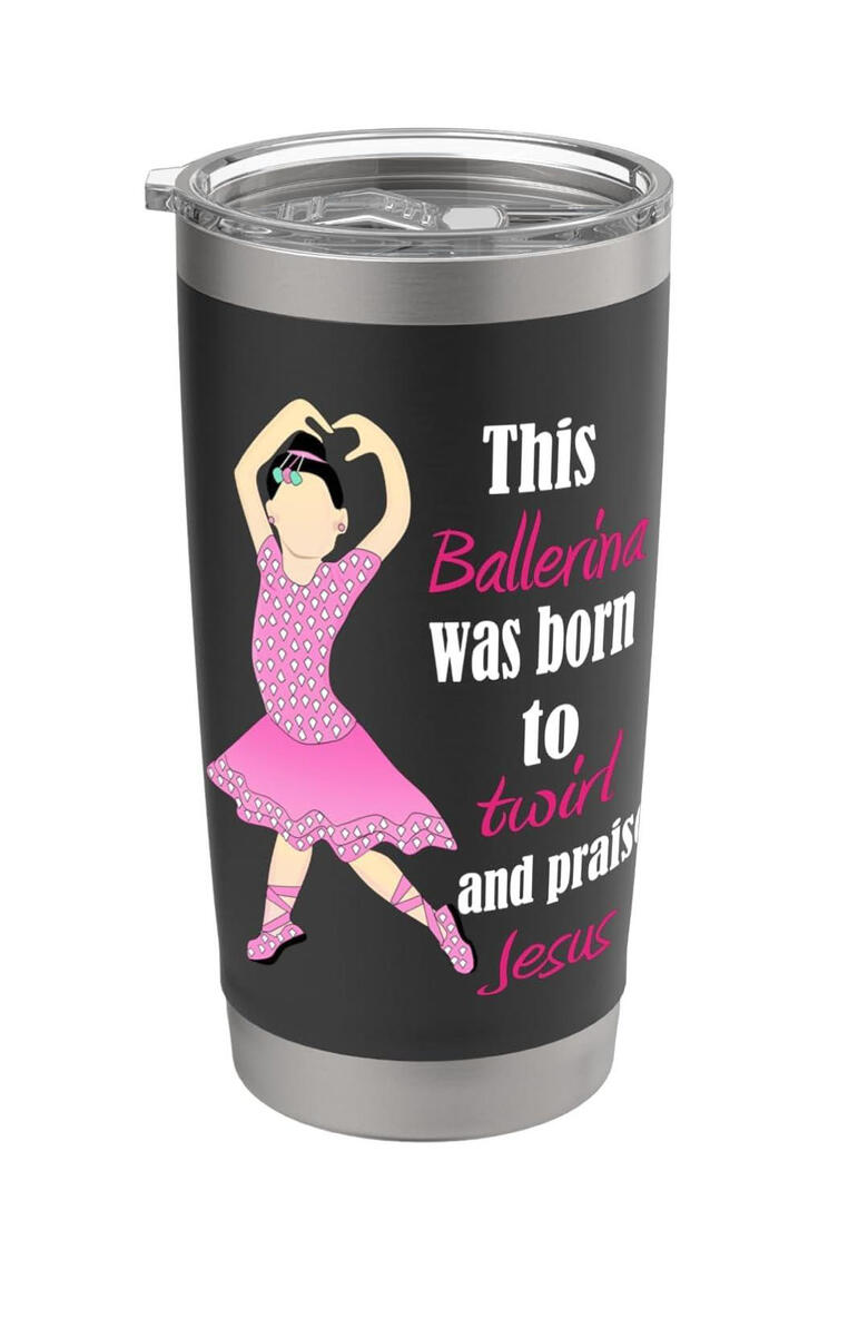 Celebrate faith and dance with our "Born To Twirl & Praise Jesus" tumbler! Featuring a charming illustration of a young ballerina in a bright pink tutu, this adorable cup is a thoughtful, uplifting birthday gift for any little dancer who loves making moves