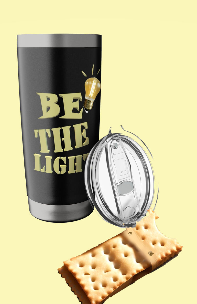 Be The Light Christian Tumbler features bold gold lettering inspired by the call to share the Good News. this inspirational tumbler gift and a meaningful conversation starter with every sip.